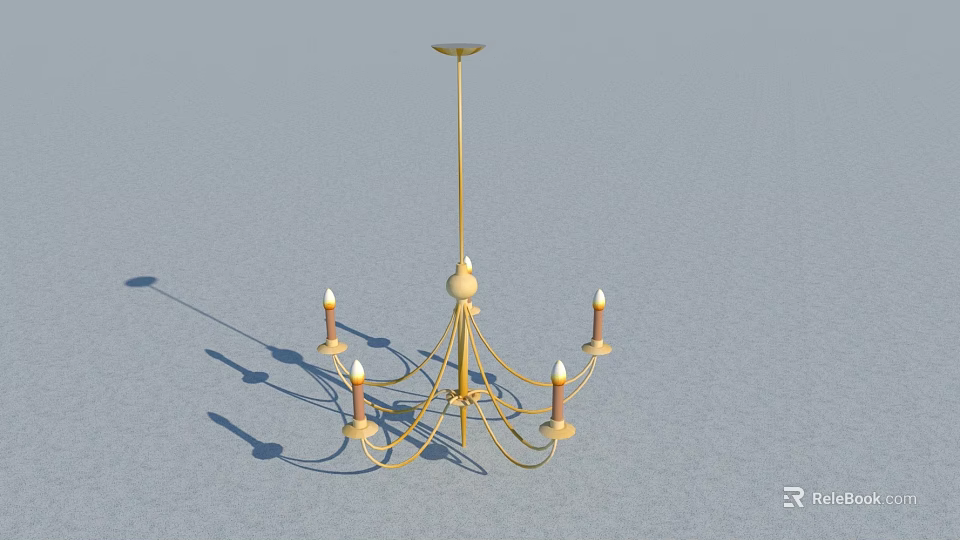 Golden Hanging Candle Chandelier With Multiple Candle Holders And Shadow Effect 3d model 