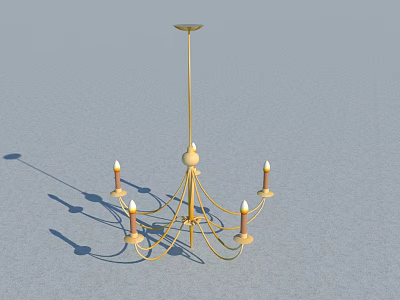 Golden Hanging Candle Chandelier With Multiple Candle Holders And Shadow Effect 3d model