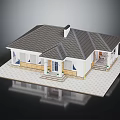 Classic Single Family Home Exterior With Sloped Shingled Roof White Framed Windows And Wooden Front Porch