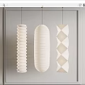 Modern Cream White Pendant Lights With Three Textured Geometric Shapes Design
