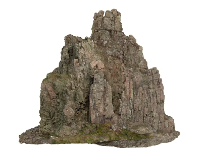 Natural Rock Formation With Layered Stones And Mossy Surface Details 3d model