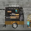 Stylish Mobile Food Cart With Logo Specialty Sign String Lights And Menu Board