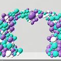 Colorful Purple Teal and White Balloon Arch with Green Plants Decoration