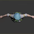 Game Movie Character With Green Hair Blue Headband Purple Skirt White Long Socks And Blue Top