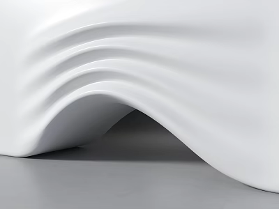 Modern White Building Facade With Wavy Curved Design And Sleek Surface 3d model