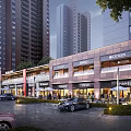 Modern Commercial Street Featuring Luxury Brands High Rise Buildings And Cars