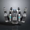 Sci fi Mechanical Thruster Device With 3D Mark Metallic Body And Blue Lights 3d model