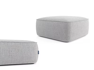 Modern Gray Fabric Ottoman With Textured Surface For Living Room Decor 3d model
