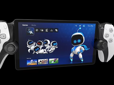 Modern Entertainment Electronics With Game Controllers Cartoon Robot And Interactive Gaming Screen 3d model