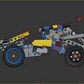 Lego Toy Four Wheeled Car With Blue Yellow Body And Large Wheels