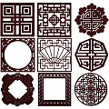 New Chinese Style Flower Lattice Window Carved Hollow Carved Window Corner Carved Gypsum Line Carved Window Pattern Carved 3d model