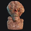 Grotesque Monster Creature With Multiple Eyes Sharp Teeth And Bulbous Skin Texture 3d model