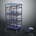 Blue Metal Shelf Unit with Multiple Shelves Detachable Basket and Rolling Casters