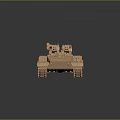 Golden Detailed Military Tank 3D Model With Turret Cannon And Tracks