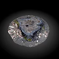 Natural Wooden Tree Stump With Surrounding Stones And Green Moss Texture