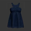 Stylish Women's Blue Sleeveless Dress With Lace Design And Ruffled Details