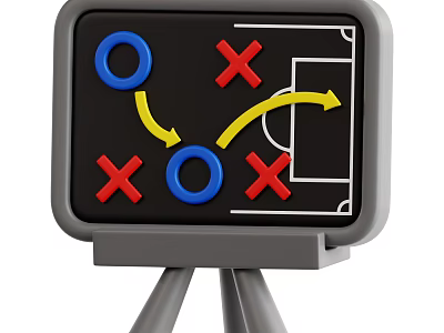 Soccer Tactical Board with Red X Blue O Yellow Arrows Football Field Diagram on Tripod 3d model