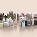 Elegant Perfume And Cosmetic Collection With Fragrance Bottles Lotion Jars And Boxes