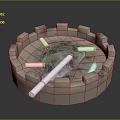 Light Brown Round Crenellated Ashtray With Cigarettes And Ash On Dark Background