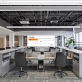 Bright Modern Public Office Space With Work Desks File Cabinets Green Plants And Large Windows