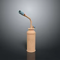 PC Cooling Component with Brown Cylindrical Tank Blue Nozzle and Curved Tube Design
