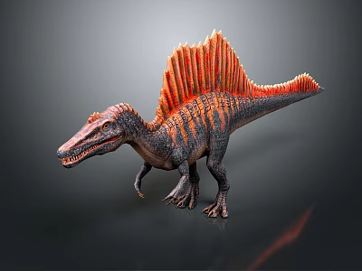 Colorful Sail Backed Dinosaur Model With Red Black Stripes And Detailed Texture 3d model