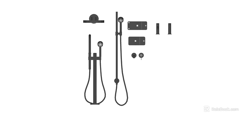 Complete Shower System With Handheld Sprayer Fixed Head And Control Components 3d model 