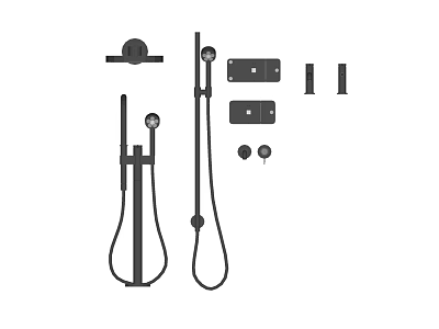 Complete Shower System With Handheld Sprayer Fixed Head And Control Components 3d model