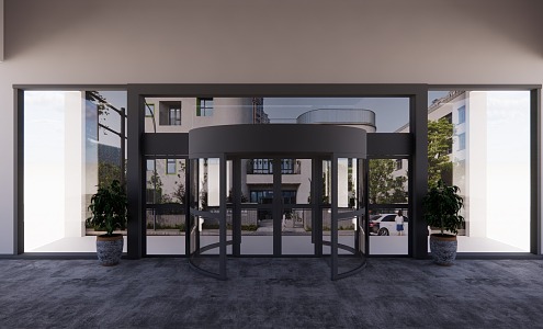 Company gate revolving door automatic swing door 3d model