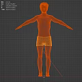 3D Male Human Model With Blue Shorts And Outstretched Arms On Grey Background
