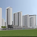 Modern Commercial Street With High Rise Buildings Retail Shops And Urban Greenery