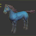 Blue Horse With Purple Mane And Tail In Stylized Design