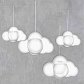 Four Modern White Cloud Shaped Chandeliers Hanging On Gray Background 3d model