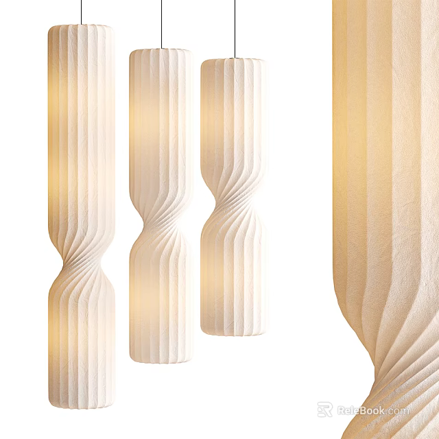 Modern Unique Pleated Design Cream White Ceiling Lights With Soft Lighting 3d model 