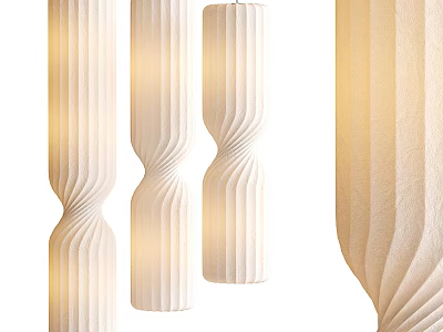 Modern Unique Pleated Design Cream White Ceiling Lights With Soft Lighting 3d model