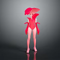 Game and Film Character Pink Humanoid With Mushroom Like Head And Tight Fitting Body