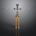 Professional Measuring Equipment With Yellow Tripod Legs Blue Top And Horizontal Bars