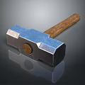 Classic Metal Head Hammer Weapon With Wooden Handle And Reflective Surface
