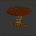 Classic Wooden Round Dining Table With Carved Pedestal Base And Natural Texture
