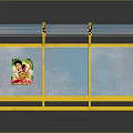 Yellow Frame Transparent Glass Display Structure With Character Sticker Design