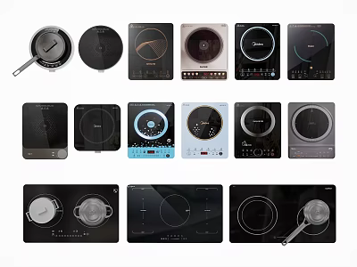 Different Styles Of Modern Induction Cooktops In Kitchen Appliance Collection 3d model