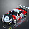 Red And White Racing Car Number 7 With Autovista Kremer Sponsor Logos And Rear Wing