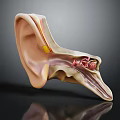 Detailed Human Ear Anatomical Structure Model Showing Internal Parts And Cochlea