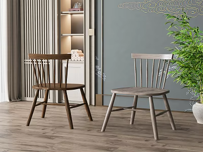 Modern Wooden Dining Chairs With Different Colors For Home Interior Design 3d model