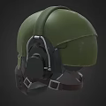 Military Tactical Weapon Helmet With Green Shell Headphones And Face Mask