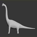 White Long Neck Dinosaur Model With Textured Surface And Dark Background Reflection