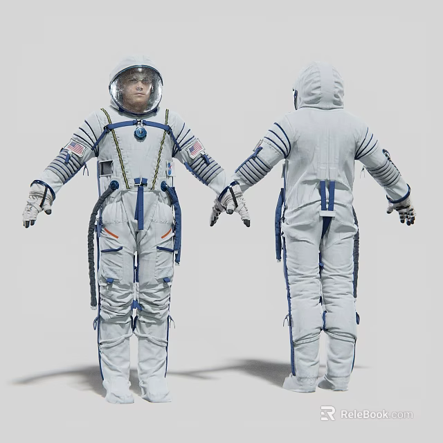 A Man Wearing Astronaut Spacesuit Front And Back View Design 3d model