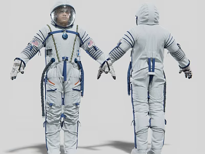 A Man Wearing Astronaut Spacesuit Front And Back View Design 3d model