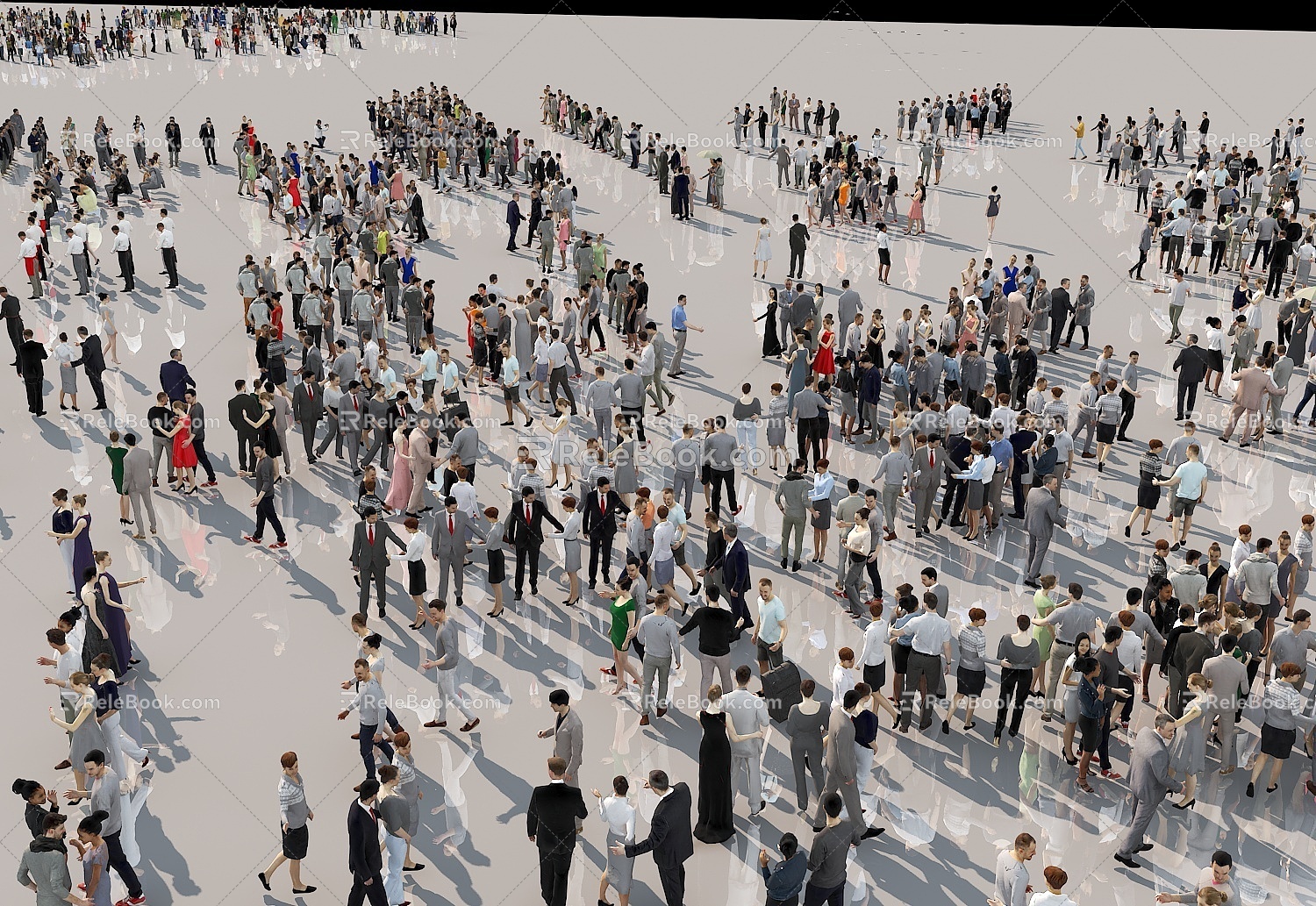 Many people have a bird's eye view of the combination of people and people 3d model