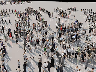 Many people have a bird's eye view of the combination of people and people 3d model